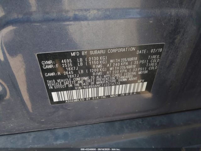 2018 SUBARU OUTBACK 4S4BSANC7J3314770 Photo 8
