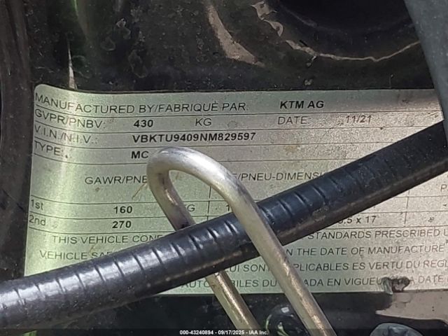 2022 KTM 890 VBKTU9409NM829597 Photo 9