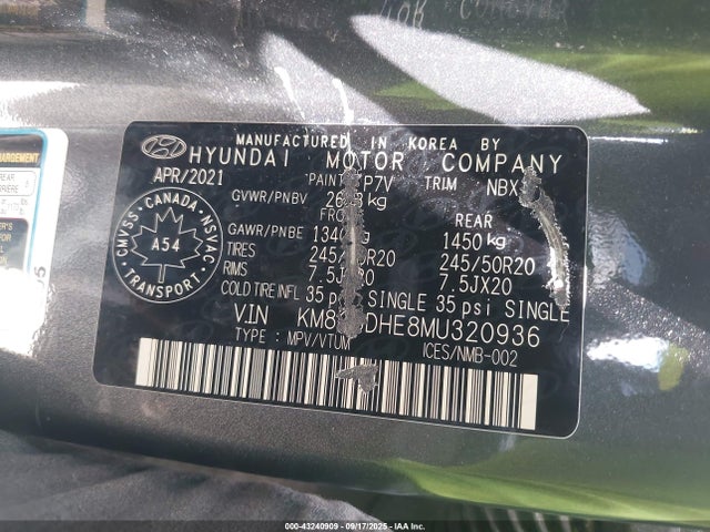 KM8R5DHE8MU320936 Hyundai gdi lambda ii