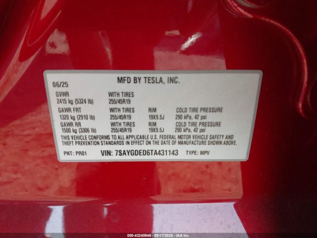 2026 TESLA MODEL Y 7SAYGDED6TA431143 Photo 8