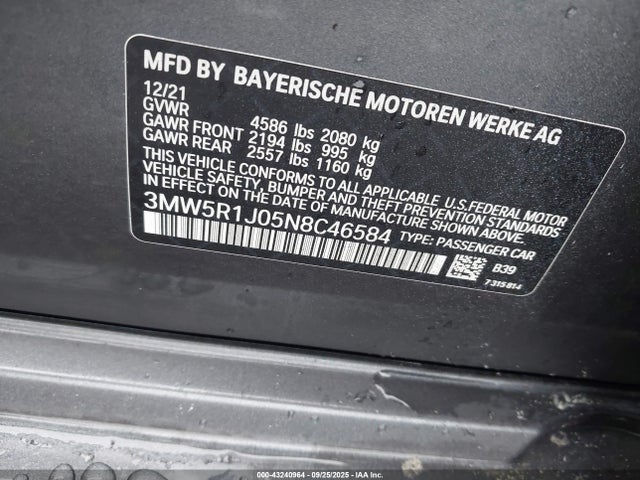 2022 BMW 330I 3MW5R1J05N8C46584 Photo 8