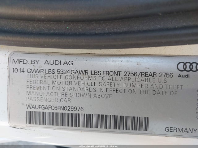 2015 AUDI A6 WAUFGAFC6FN029976 Photo 8
