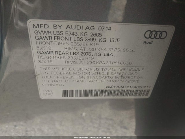 2015 AUDI Q5 WA1VMAFP1FA026219 Photo 8