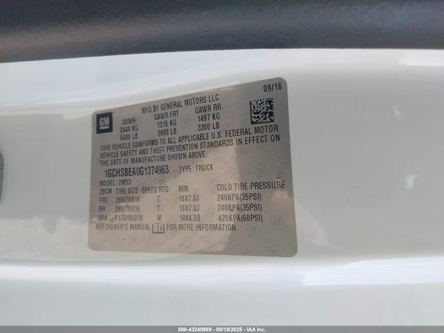 Chevrolet lcv - sidi; dcvcp; vvt; e85 max, e0-e100, alum 2016 1GCHSBEA0G1374963 Image 9