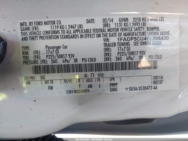 Ford atk ivct hev 2014 1FADP5CU4EL508430 Image 9