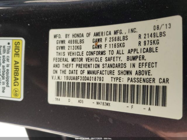 2013 ACURA TL 19UUA8F30DA018790 Photo 8
