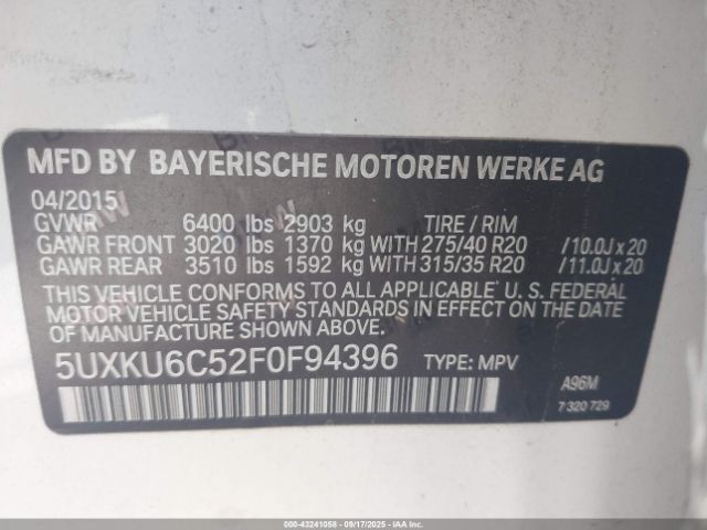 2015 BMW X6 5UXKU6C52F0F94396 Photo 8