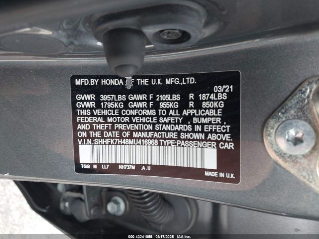 2021 HONDA CIVIC SHHFK7H48MU416968 Photo 8