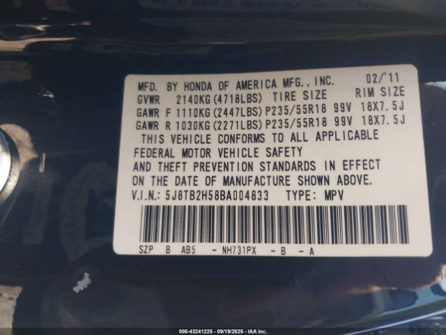 2011 ACURA RDX 5J8TB2H58BA004833 Photo 8