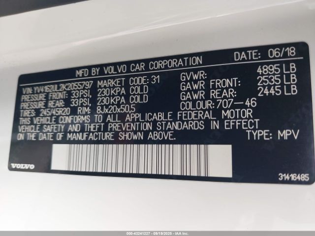 2019 VOLVO XC40 YV4162UL2K2055797 Photo 8