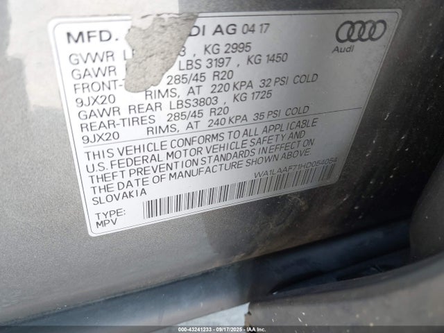 2017 AUDI Q7 WA1LAAF71HD054054 Photo 8