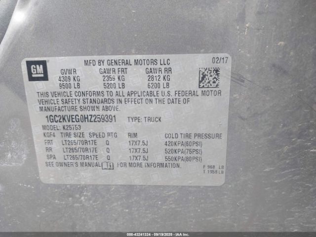 2017 CHEVROLET SILVERADO 2500HD 1GC2KVEG0HZ259391 Photo 8