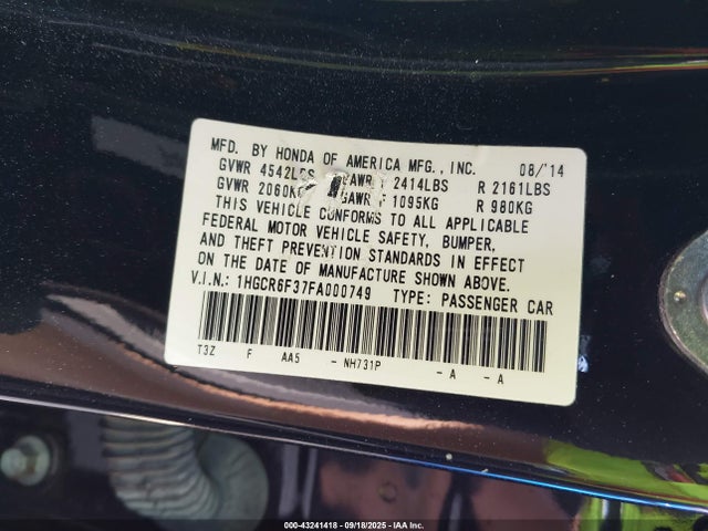 1HGCR6F37FA000749 Honda lfa1