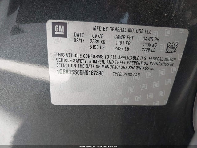 1G6A15S68H0187390 Cadillac lt4 - di: direct injection, sc, afm, vvt: variable valve timing, alum