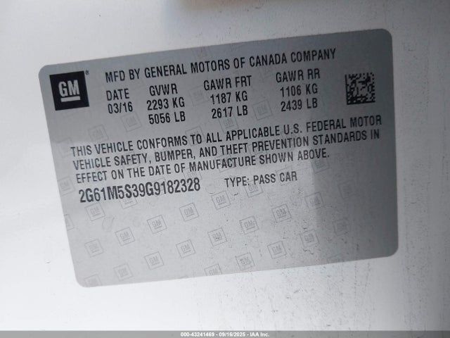 2016 CADILLAC XTS 2G61M5S39G9182328 Photo 8