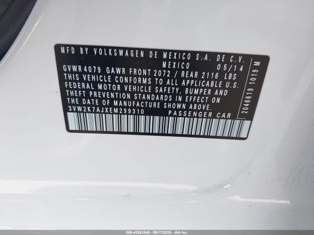 3VW2K7AJXEM299310 Volkswagen 2014