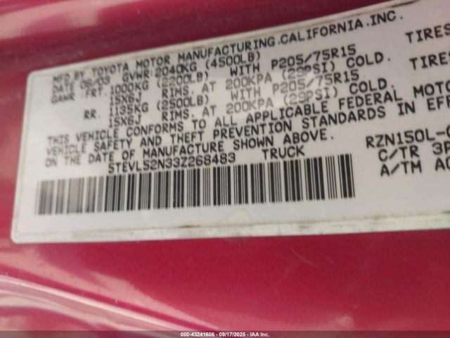 2003 TOYOTA TACOMA 5TEVL52N33Z268483 Photo 8