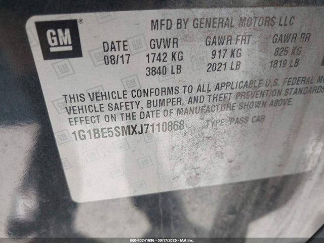 1G1BE5SMXJ7110868 Chevrolet Cruze Lt Auto