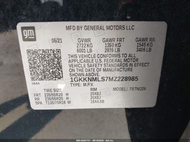 2021 GMC ACADIA 1GKKNMLS7MZ228985 Photo 8