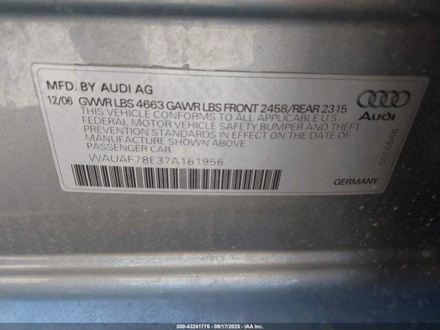 2007 AUDI A4 WAUAF78E37A161956 Photo 8