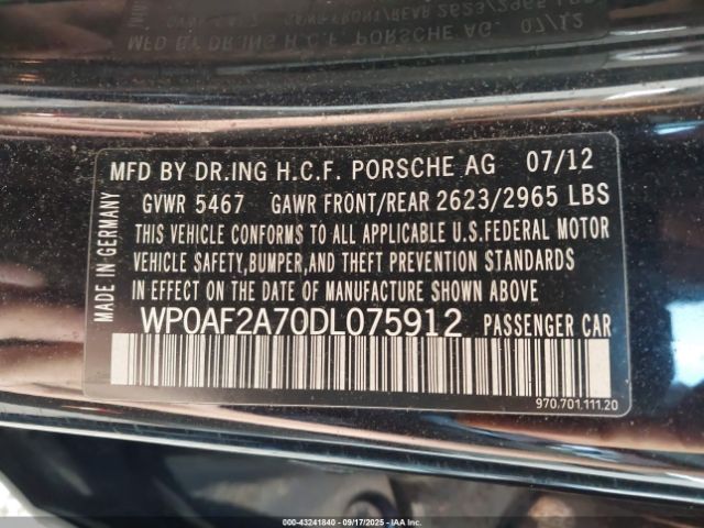 2013 PORSCHE PANAMERA WP0AF2A70DL075912 Photo 8