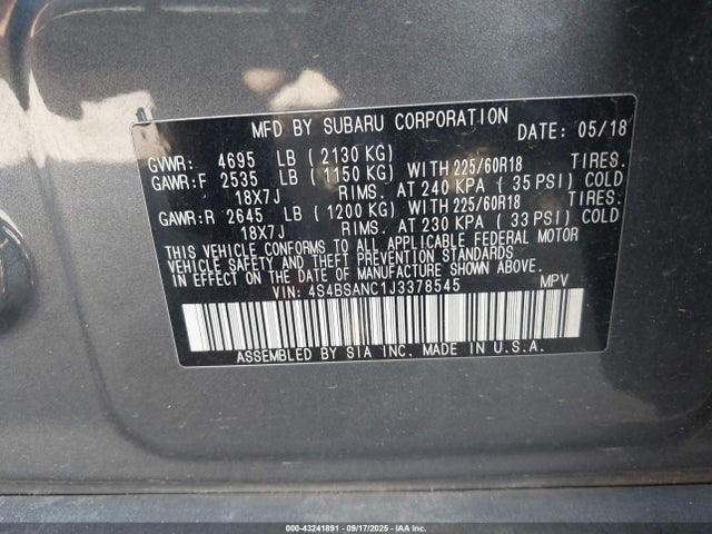 2018 SUBARU OUTBACK 4S4BSANC1J3378545 Photo 8