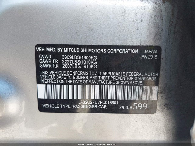 Mitsubishi dohc mivec 2015 JA32U2FU7FU015601 Image 9