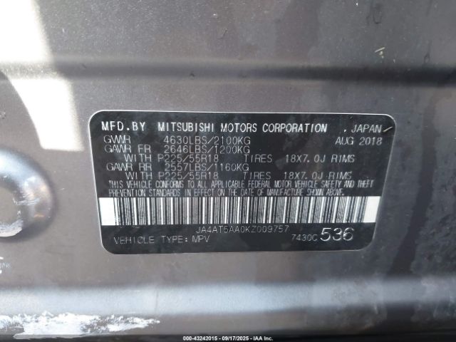 2019 MITSUBISHI ECLIPSE CROSS JA4AT5AA0KZ009757 Photo 8