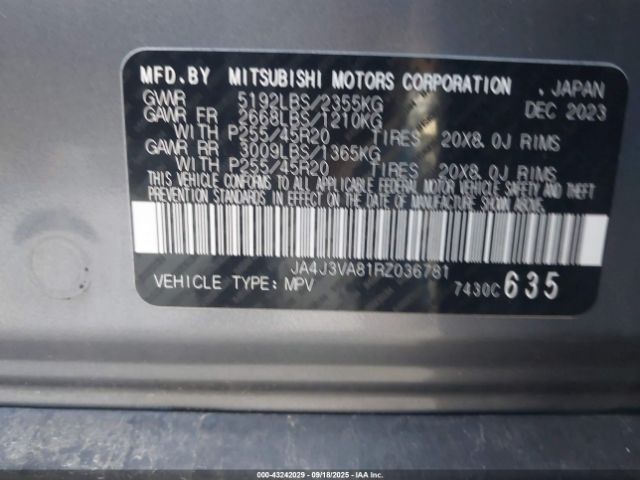 2024 MITSUBISHI OUTLANDER JA4J3VA81RZ036781 Photo 8