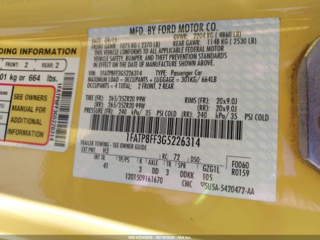 2016 FORD MUSTANG 1FATP8FF3G5226314 Photo 8