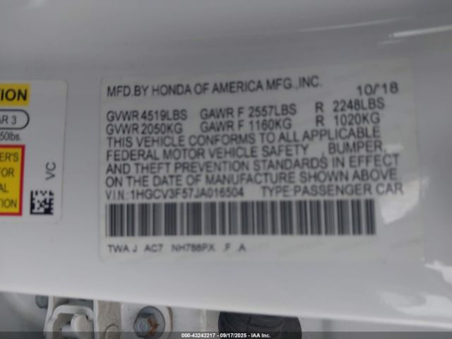 2018 HONDA ACCORD HYBRID 1HGCV3F57JA016504 Photo 8