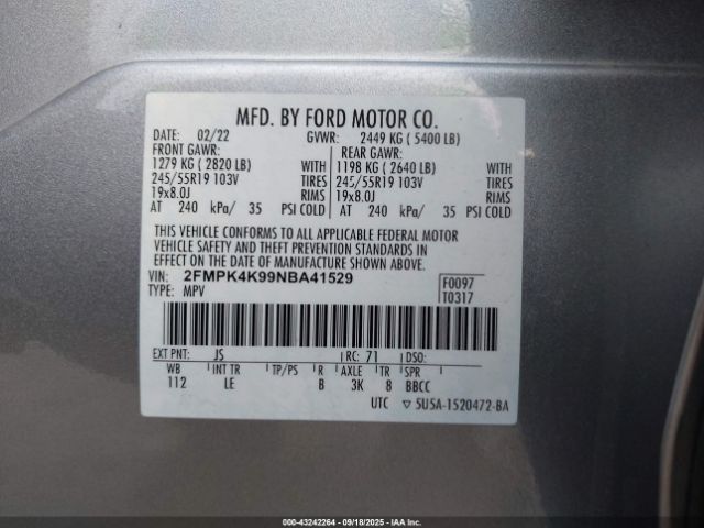 2022 FORD EDGE 2FMPK4K99NBA41529 Photo 8