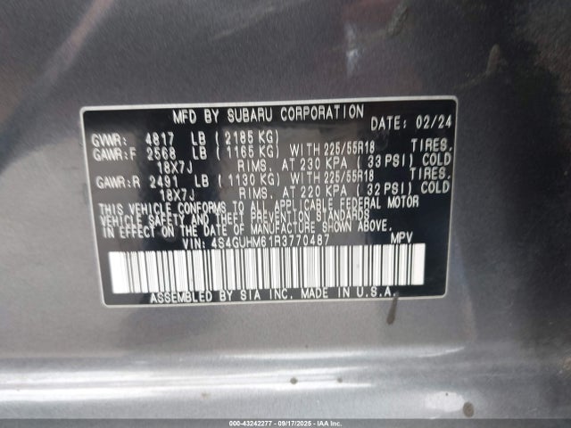 4S4GUHM61R3770487 Subaru na
