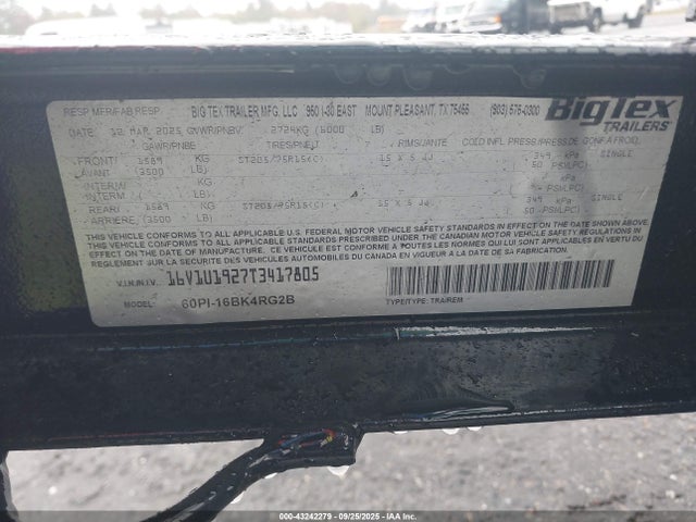 16V1U1927T3417805 Big Tex Trailer Co Inc 2026