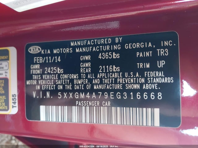 5XXGM4A79EG316668 KIA dohc gdi theta ii