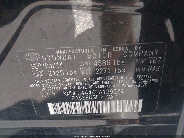Hyundai Sonata Hybrid Limited 2015 KMHEC4A44FA129024 Image 9