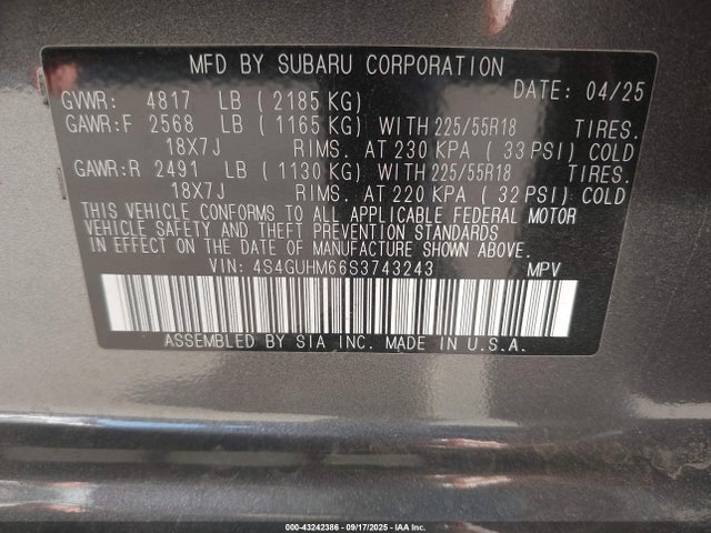 4S4GUHM66S3743243 Subaru na