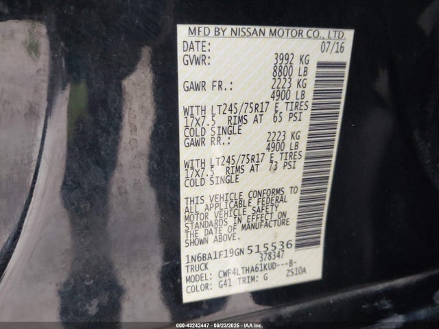 Nissan Titan 2016 1N6BA1F19GN515536 Image 9
