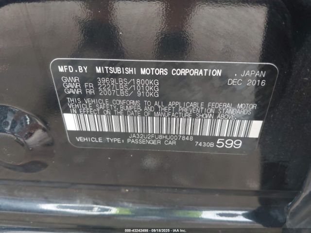 2017 MITSUBISHI LANCER JA32U2FU8HU007848 Photo 8