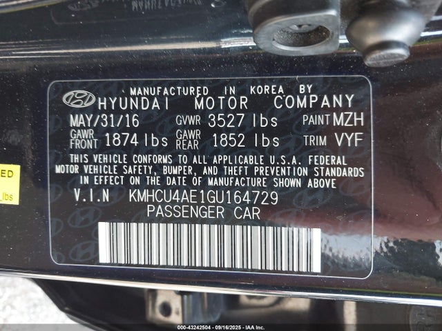 Aukcja sprzedaży 2016 Hyundai Accent Se, vin: KMHCU4AE1GU164729, numer aukcji: 43242504