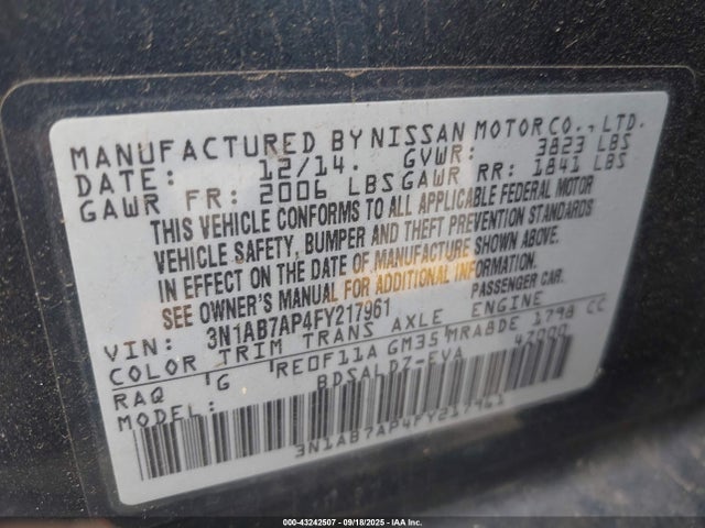 3N1AB7AP4FY217961 Nissan 2015