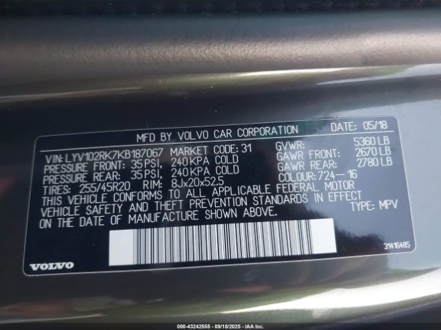 2019 VOLVO XC60 LYV102RK7KB187067 Photo 8