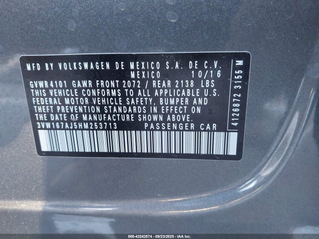 3VW167AJ5HM253713 Volkswagen 1.4 tsi