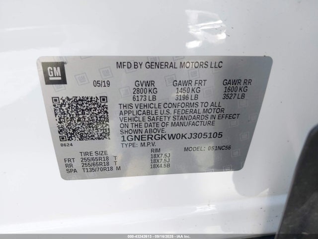 1GNERGKW0KJ305105 Chevrolet lfy - spark ignited direct injection, atss, gen 1