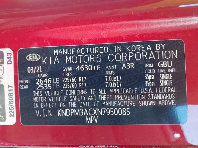 KIA gdi theta-ii 2022 KNDPM3ACXN7950085 Image 9