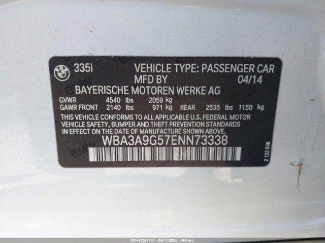 WBA3A9G57ENN73338 BMW 2014