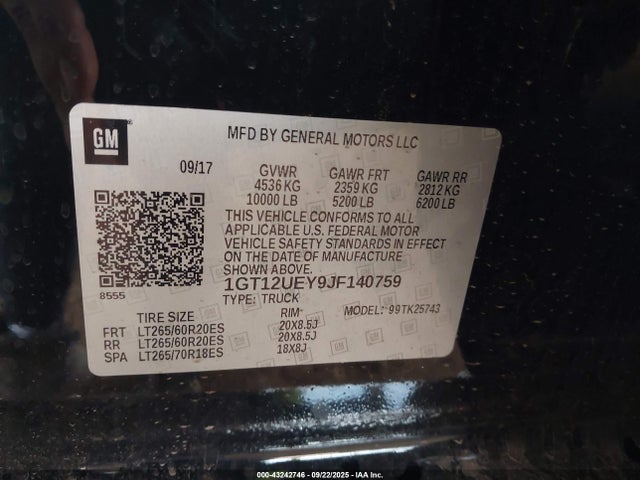 1GT12UEY9JF140759 GMC l5p - direct injection, duramax, gen 5, var 1