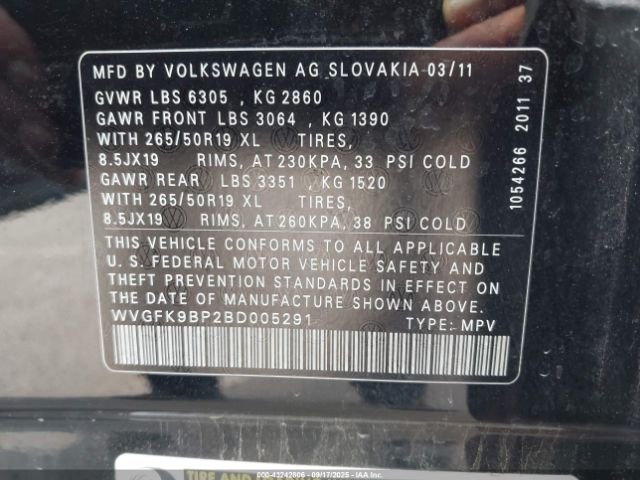 2011 VOLKSWAGEN TOUAREG WVGFK9BP2BD005291 Photo 8