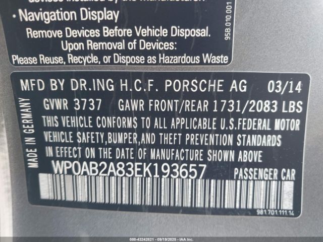 2014 PORSCHE CAYMAN WP0AB2A83EK193657 Photo 8