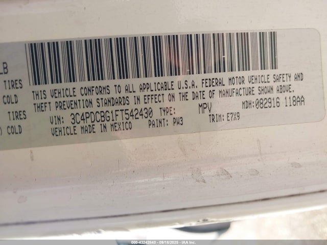 3C4PDCBG1FT542430 Dodge 2015